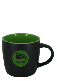 12 oz Effect Two Tone Matte Finish Black Out/Lime Green In Mug