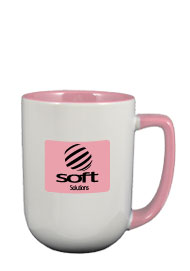 17 oz bakersfield two tone coffee mugs - pink