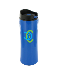 14 oz clicker travel mug - dark blue