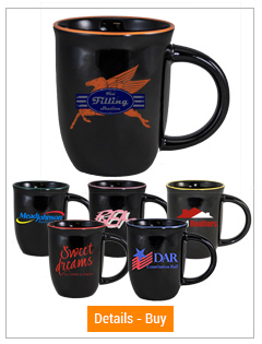 14 oz. Salem Black ceramic mugs with Colored Halo