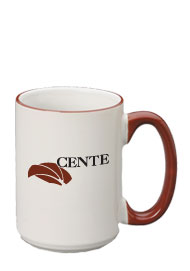 15 oz large halo ceramic mug - maroon handle