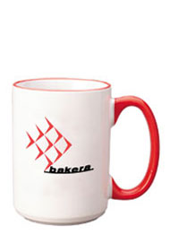 15 oz large halo ceramic mug - red handle