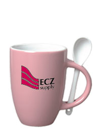 12 oz spoon mug coffee mug w/spoon - pink