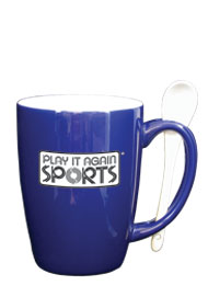12 oz spoon mug coffee mug w/spoon - cobalt blue