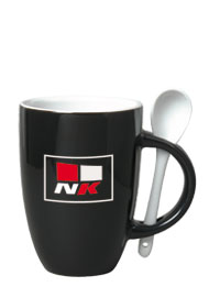 12 oz spoon mug coffee mug w/spoon - black