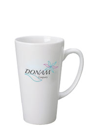 16 oz glossy funnel latte mug - white