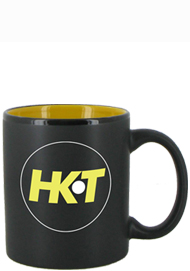 11 oz Hilo Two Tone Matte Finish Black Out/Yellow In CHandle Mug