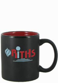 11 oz Hilo Two Tone Matte Finish Black Out/red In C-Handle Mug