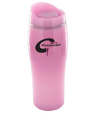 14 oz optima chrome travel mug - pink