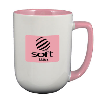 17 oz bakersfield coffee mug - pink in & handle