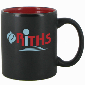 11 oz Hilo Two Tone Matte Finish Black Out/red In C-Handle Mug