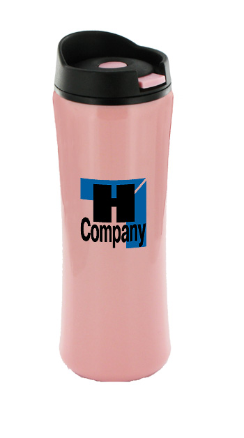 14 oz clicker travel mug - pink