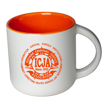 14 oz Sedona Mug - Matte White Out/Gloss Orange In