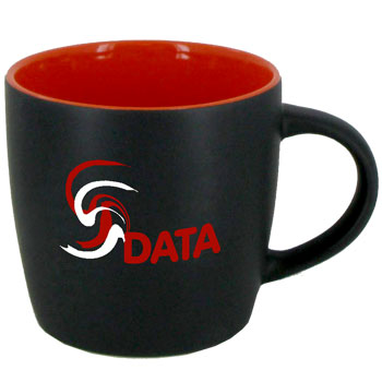 12 oz Effect Two Tone Matte Finish Black Out/Orange In Mug