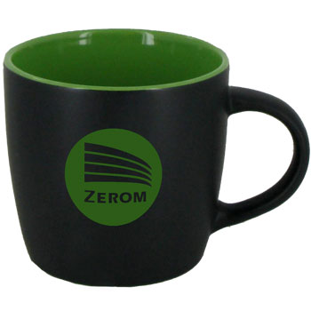 12 oz Effect Two Tone Matte Finish Black Out/Lime Green In Mug