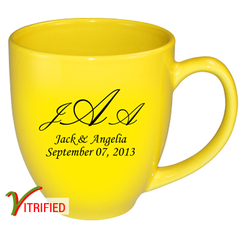 15 oz glossy vitrified bistro coffee mugs - Lemon Yellow